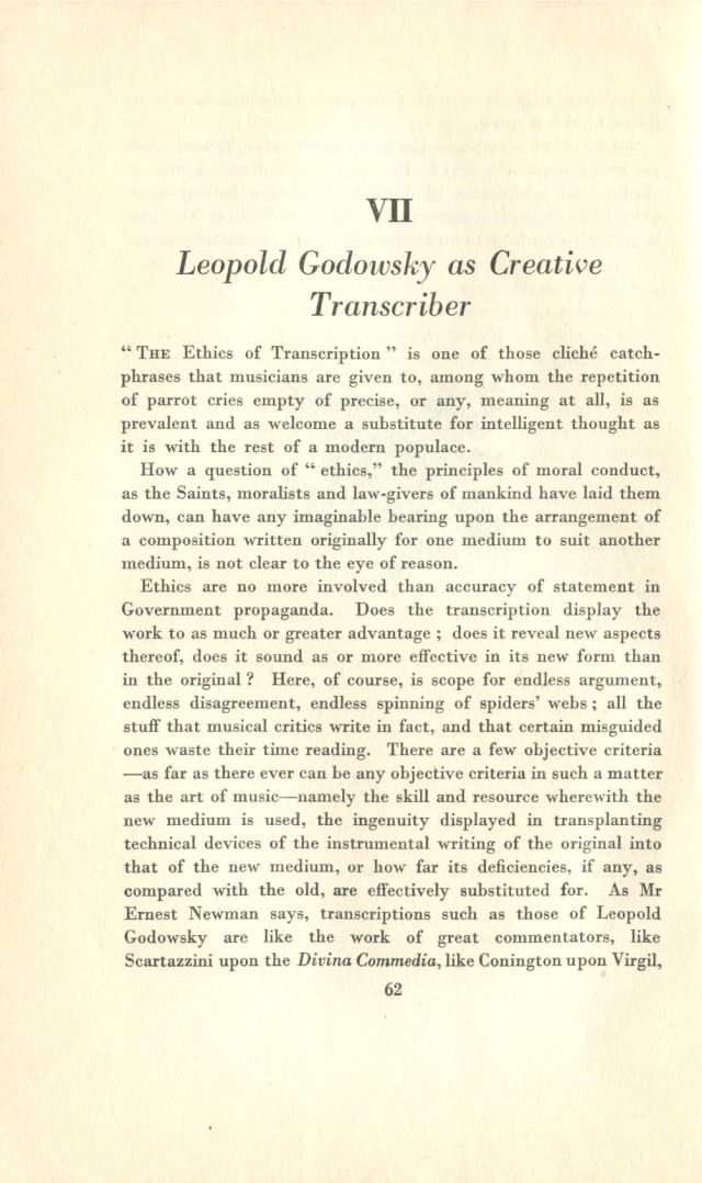 Initial page of the chapter Leopold Godowsky as Creative Transcriber from the original edition of Mi contra fa