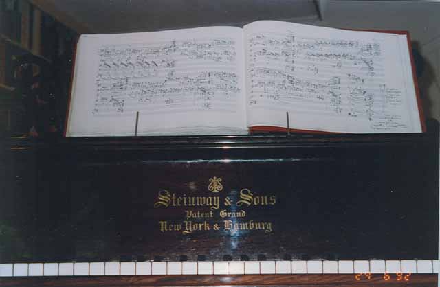 Manuscript of Sequentia cyclia on the stand of Sorabji's Steinway piano