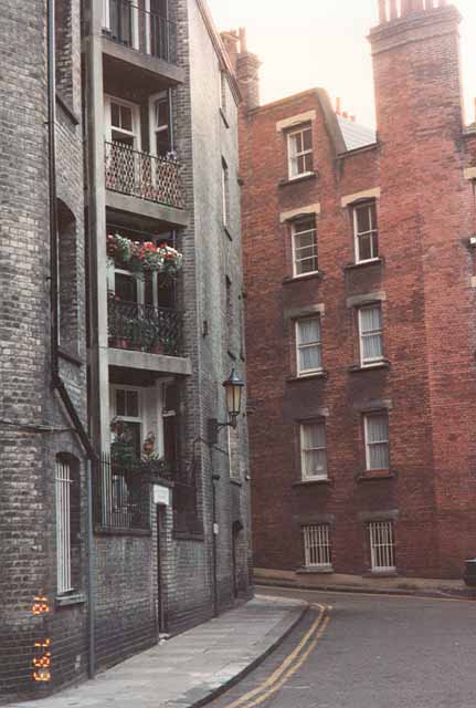 Rear view of Clarence Gate Gardens, London