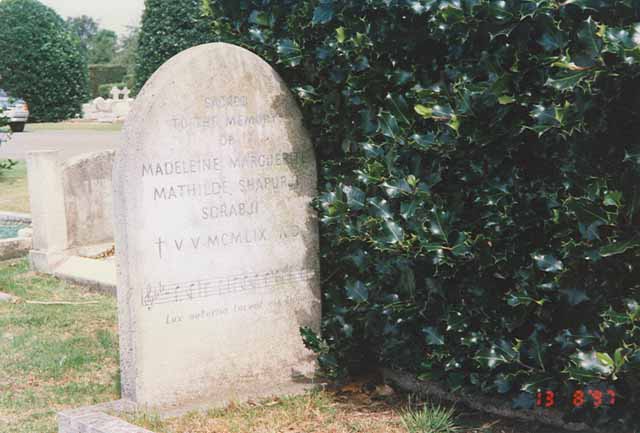 Tombstone for Madeline Matilda Worthy in the Bournemouth cemetery
